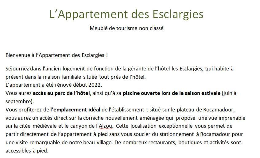 L'Appartement Des Esclargies Rocamadour Exteriör bild